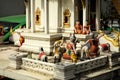 Close up shot of small temple model of buddhist spirit house in