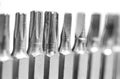 Close up shot of small tool bits Royalty Free Stock Photo