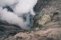 Close up shot of smoke crater volcano Bromo Royalty Free Stock Photo