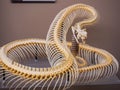 Close up shot of a snake bone in the Museum of Osteology