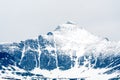 Close up shot of snow capped mountain peaks outdoors in the wilderness. Royalty Free Stock Photo