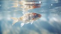 A close-up shot of a solitary fish gracefully gliding through crystal clear water. AI Generative