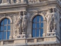 Close up shot of some statue of the famous Louvre Museum at Paris