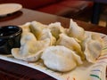 Close up shot of soup dumplings
