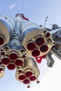 Close up shot of the space rocket engine nozzles. Astronautics Royalty Free Stock Photo