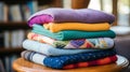 Close-up shot of a stack of colorful clothes Royalty Free Stock Photo