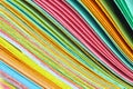 Close up shot of stack of colorful papers