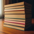 Stack of Books on Wooden Surface Royalty Free Stock Photo