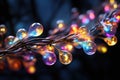 close-up shot of a string of fairy Christmas lights with various colors, capturing the delicate glow of each bulb Royalty Free Stock Photo