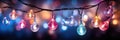 close-up shot of a string of fairy Christmas lights with various colors, capturing the delicate glow of each bulb Royalty Free Stock Photo