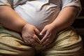 close-up shot of a sumo wrestlers hands gripping the mawashi Royalty Free Stock Photo