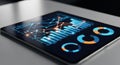 Tablet Displaying Financial Data and Charts Royalty Free Stock Photo