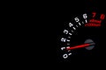 Close up shot of a tachometer in car. Car dashboard. Dashboard details with indication lamps.Car instrument panel. Dashboard with Royalty Free Stock Photo