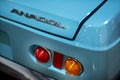 Close up shot of taillights of Anadol brand A1 model and Made in Turkey between 1966-1975 car. Editorial product studio shot in