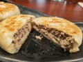 Close up shot of Taiwanese Savory Beef and Onion Pie