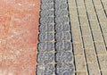 Close up shot of the three types of interlock bricks. Texture Royalty Free Stock Photo