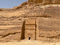 Close-up shot of the tomb in Al Ula, Saudi Arabia