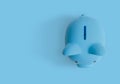 Close-up shot of top of blue piggy bank isolated on blue screen Royalty Free Stock Photo