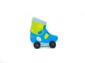 A close-up shot of Toy roller blade eraser in isolated white background Royalty Free Stock Photo