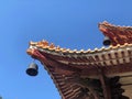 Close-up shot of traditional Chinese temple rooftop details Royalty Free Stock Photo