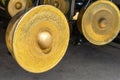 Close Up Shot of Traditional Gold Colored Bornean Gong