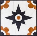 Close-up shot of traditional orange and black ottoman pattern marble Royalty Free Stock Photo