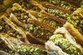 Close Up Shot Of Triangle Pistachio Baklavas