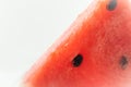 Close up shot of triangular ripe slice of watermelon isolated on white background Royalty Free Stock Photo