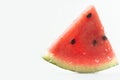 Close up shot of triangular ripe slice of watermelon isolated on white background Royalty Free Stock Photo