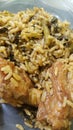 Trinidad and Tobago`s Bhagi, meat and rice