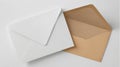 Close up shot of two envelopes on a white background Royalty Free Stock Photo