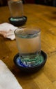 Close up shot of two glasses of Japanese sake Royalty Free Stock Photo