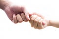 Close up shot of two hands one of father and daughter. Concept of FatherÃ¢â¬â¢s day and taking care of the female child.