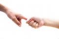 Close-up shot of two hands one of father and daughter. Concept of FatherÃ¢â¬â¢s day and taking care of the female child.