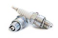 Two spark plugs on white Royalty Free Stock Photo