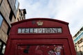 Close up shot of a Typical United Kingdom Red Telephone Booth