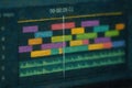Colorful video editing software interface close up Royalty Free Stock Photo