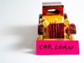 Close up shot of a vintage toy car with white background and copy space for loan concept Royalty Free Stock Photo