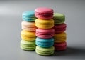 Colorful Macarons Stack, French Macaroon Tower, Pastel Dessert Royalty Free Stock Photo