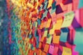 A close-up shot of a wall covered in lots of colorful post-it notes Royalty Free Stock Photo