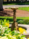Close up shot of a water fountain in a winery