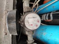 Close-up shot water meter. Water meter for supply consumption mesurement of home plumbing system