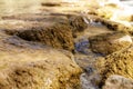 Close-up shot of water streaming over the rocks at sunlight Royalty Free Stock Photo