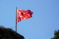 Close-up shot of the waving flag of Turkey