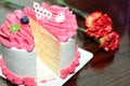 Close-up of western style cream cake.