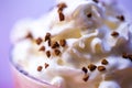 Close up shot of whipped cream with bits of instant coffee on to Royalty Free Stock Photo