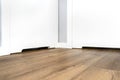 Close up shot of a white door with a vent in a modern home with vinyl planks on the floor. Royalty Free Stock Photo