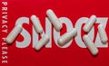 Close-up shot of white pills on red snoozing sign