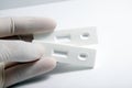 Close up shot of white rapid test cassette Royalty Free Stock Photo