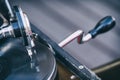 Close Up Shot Of A Winding Phonograph Needle